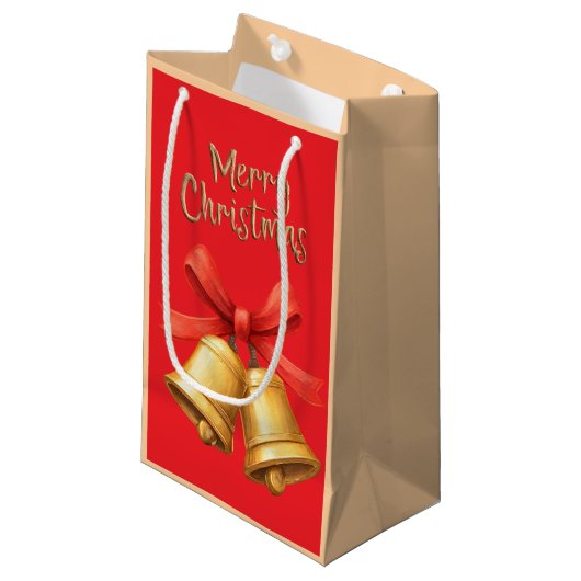 Elegant Christmas Bells Red Holiday Art Klein Cadeauzakje (Voorkant Gekanteld)