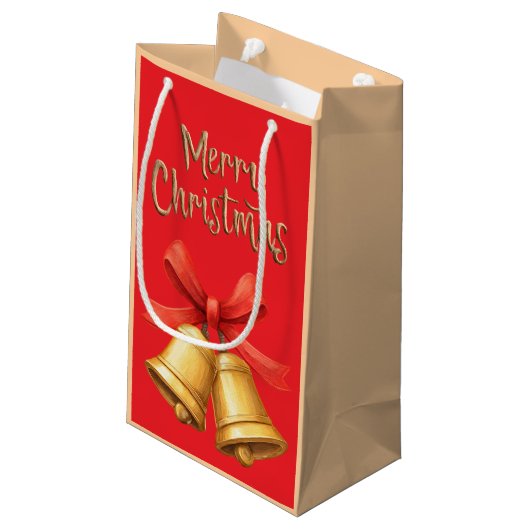 Elegant Christmas Bells Red Holiday Art Klein Cadeauzakje (Achterkant Gekanteld)
