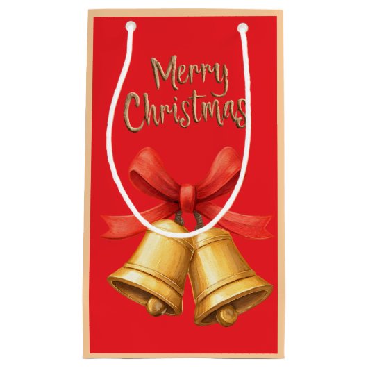 Elegant Christmas Bells Red Holiday Art Klein Cadeauzakje (Voorkant)