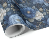 Elegant Christmas Blue and White Floral Gift  Cadeaupapier (Rol Hoek)