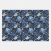 Elegant Christmas Blue and White Floral Gift Inpakpapier Vel (Voorkant 2)