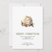 Elegant Christmas Books Greeting Card Neutral  Feestdagenkaart (Voorkant)
