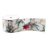 Elegant Christmas Botanical Greenery Pattern Grosgrain Lint (Spoel)