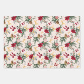 Elegant Christmas Botanical Greenery Pattern Inpakpapier Vel (Voorkant)