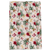 Elegant Christmas Botanical Greenery Pattern Medium Cadeauzakje (Voorkant)
