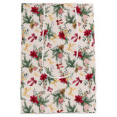 Elegant Christmas Botanical Greenery Pattern Medium Cadeauzakje (Achterkant)
