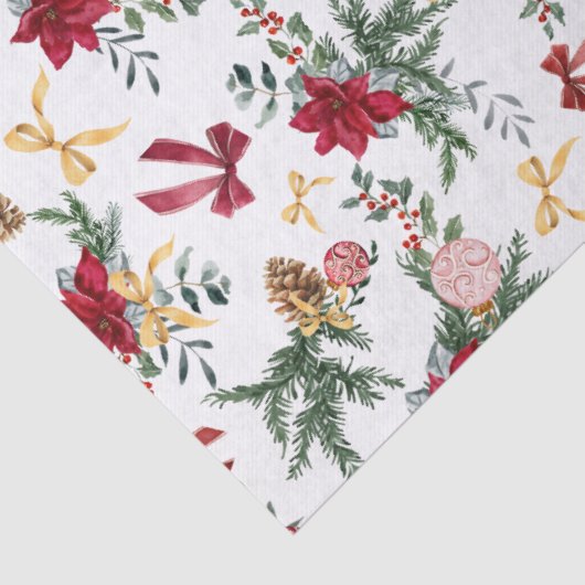 Elegant Christmas Botanical Greenery Pattern Tissuepapier (Detail)