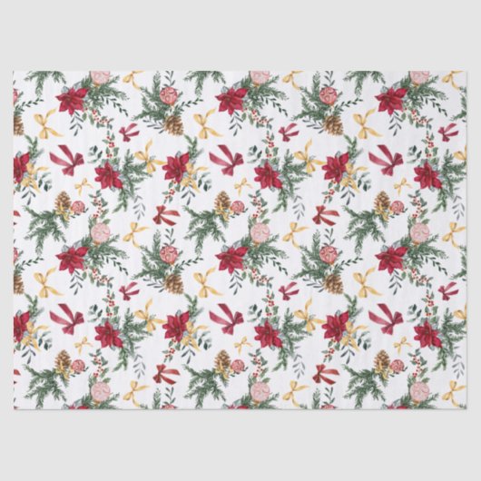 Elegant Christmas Botanical Greenery Pattern Tissuepapier (Voorkant)