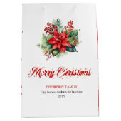 Elegant Christmas Bouquet Floral Holiday Gift Bag Medium Cadeauzakje (Voorkant)