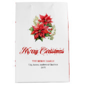 Elegant Christmas Bouquet Script Font Gift Bag Medium Cadeauzakje (Voorkant)