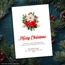 Elegant Christmas Bouquet Script Font Greeting  Feestdagenkaart