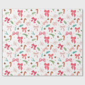 Elegant Christmas bow and candy pattern Cadeaupapier (Vlak)