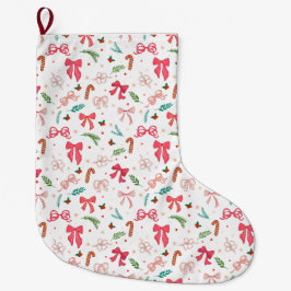 Elegant Christmas bow and candy pattern Grote Kerstsok