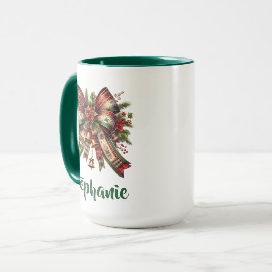 Elegant Christmas Bow Mug Gift Mok (Voorkant links)