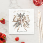 Elegant Christmas Bow Personalized Napkins Servet (Insitu)