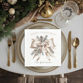 Elegant Christmas Bow Personalized Napkins Servet