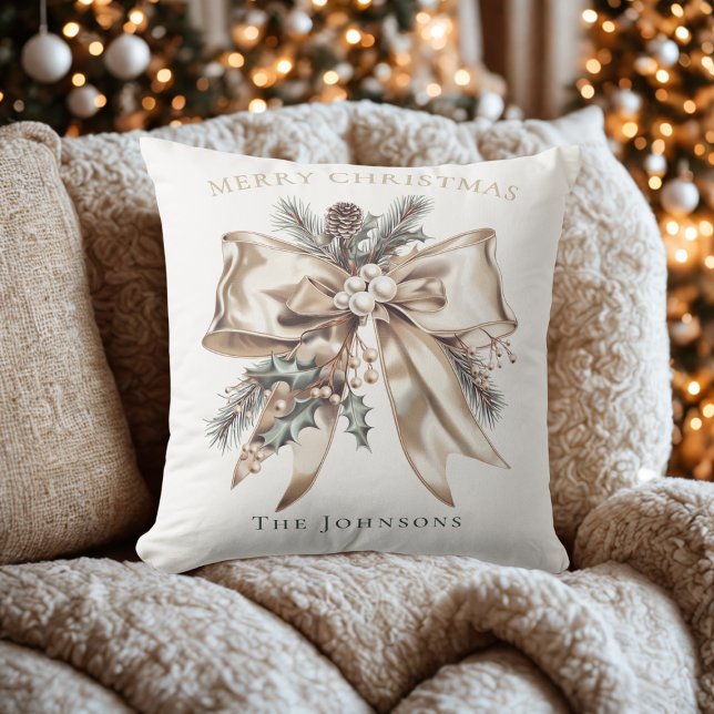 Elegant Christmas Bow Personalized Pillow Kussen (Creator heeft geüpload)