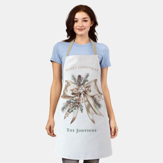 Elegant Christmas Bow Personalized  Schort (Gedragen)