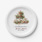 Elegant Christmas Bridal Shower Tea Time Party Papieren Bordje (Voorkant)