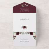 Elegant Christmas Burgundy Winter Wedding All In One Uitnodiging (Buitenkant)