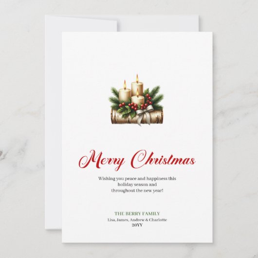 Elegant Christmas candles rustic pine design card Feestdagenkaart (Voorkant)