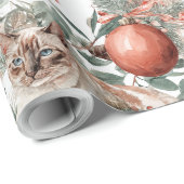 Elegant Christmas Cat Cadeaupapier (Rol Hoek)
