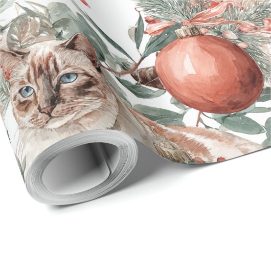 Elegant Christmas Cat Cadeaupapier (Rol Hoek)
