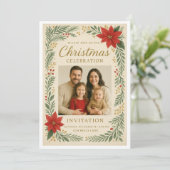 Elegant Christmas celebration Invitation  Kaart (Staand voorkant)