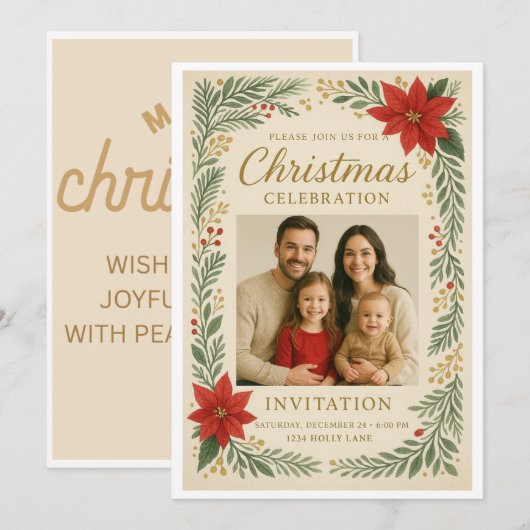Elegant Christmas celebration Invitation  Kaart (Voorkant / Achterkant)