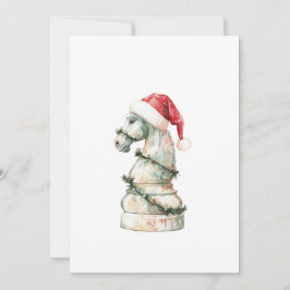 Elegant Christmas Chess Card – Watercolor Knight Feestdagenkaart