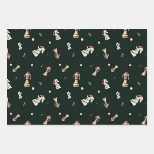 Elegant Christmas Chess Wrapping Paper Sheets (Voorkant 3)