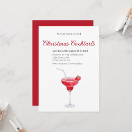 Elegant Christmas Cocktail Party Invitation Kaart