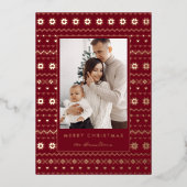 Elegant Christmas Cozy Nordic Sweater Pattern Folie Feestdagenkaart (Voorkant)