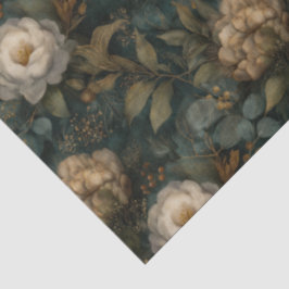 Elegant Christmas Dark Green and White Floral Tissuepapier