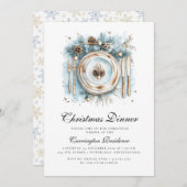 Elegant Christmas Dinner Invitation Kaart (Voorkant / Achterkant)