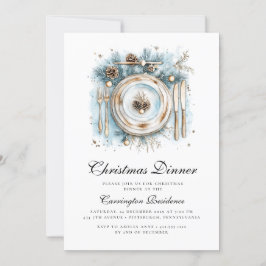 Elegant Christmas Dinner Invitation  Kaart