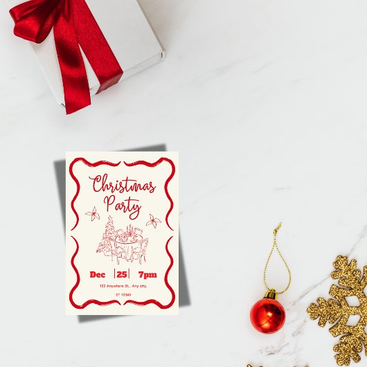 Elegant Christmas Dinner Invitation Kaart