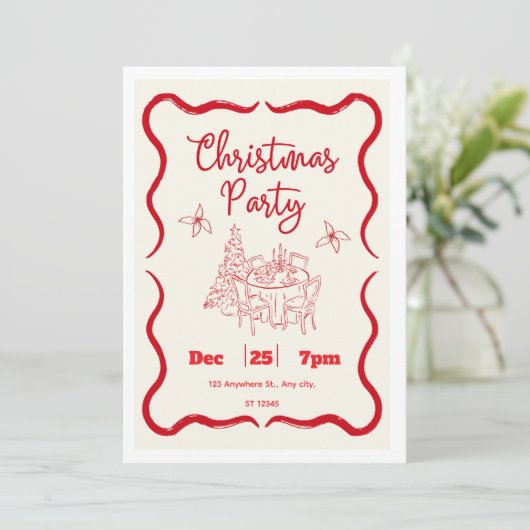 Elegant Christmas Dinner Invitation  Kaart (Staand voorkant)