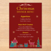 Elegant Christmas Dinner Menu | Classic Red & Gold Acryl Uitnodigingen (Voorkant)