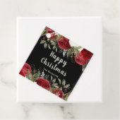 Elegant Christmas Dinner Party Red Flowers Bedankjes Labels (In situ)