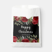 Elegant Christmas Dinner Party Red Flowers Bedankzakje (Voorkant)