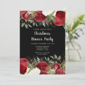 Elegant Christmas Dinner Party Red Flowers Kaart (Staand voorkant)
