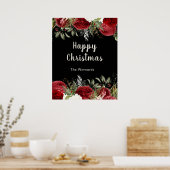 Elegant Christmas Dinner Party Red Flowers Poster (Keuken)