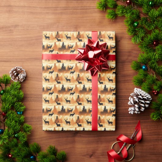 Elegant Christmas Elk Forest Cadeaupapier (Feestdagen Geschenken)
