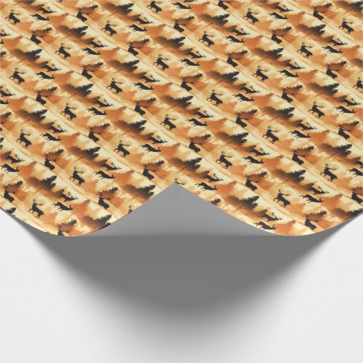 Elegant Christmas Elk Forest Cadeaupapier (Hoek)