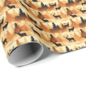 Elegant Christmas Elk Forest Cadeaupapier (Rol Hoek)