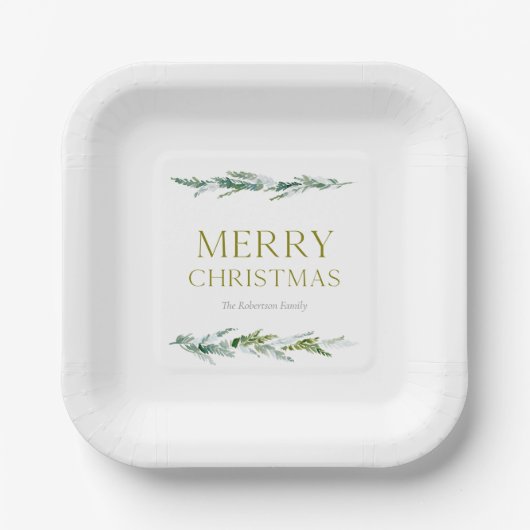 Elegant Christmas Evergreen Personalized  Papieren Bordje (Voorkant)