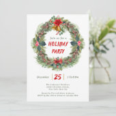 Elegant Christmas Festive Wreath Holiday Party Kaart (Staand voorkant)