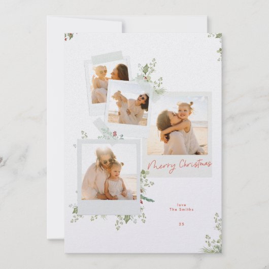 Elegant Christmas Floral Craft Fotoalbum Feestdagenkaart (Voorkant)