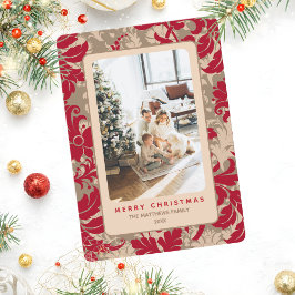 Elegant Christmas Floral Custom Photo  Feestdagenkaart